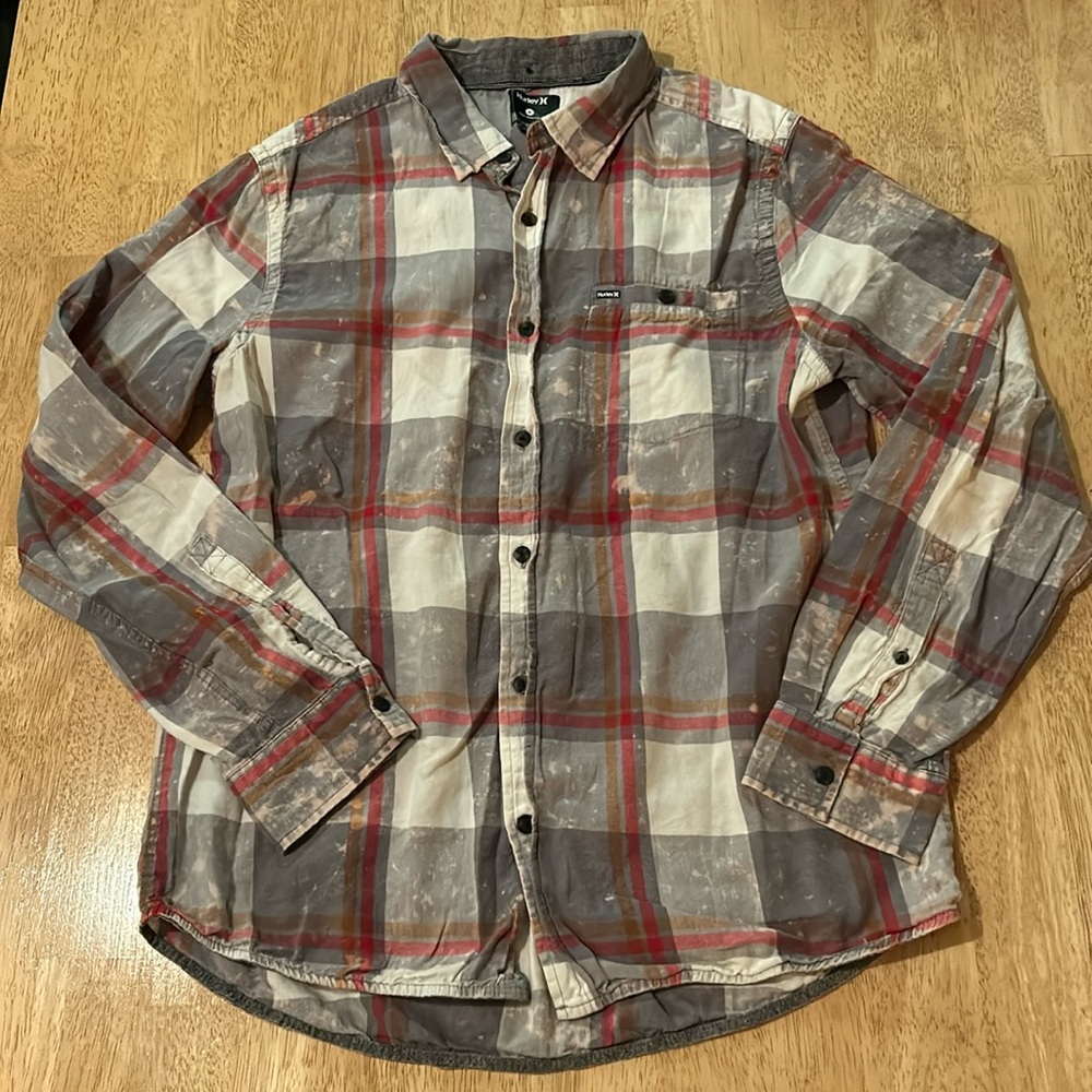 Distressed Hurley plaid shirt